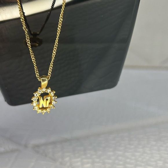 Nina Ricci Logo Gold Plated Stoned Necklace - Picture 4 of 5